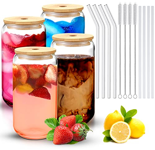 Vasos de vidrio de sublimación transparente de 16 onzas (incluye tapas de bambú)