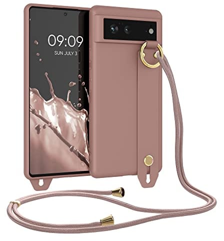 kwmobile Hülle kompatibel mit Google Pixel 6 - Handyhülle mit Schlaufe Ring - Handy Cover Case in Winter Rose