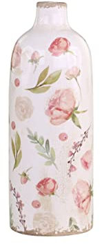 Chic Antique Kanne Krug Vase Blumentopf Übertopf Étel mit Blumenmuster antique Creme versch. größen Design (Flasche 65067419 H31,5xØ11,5cm)