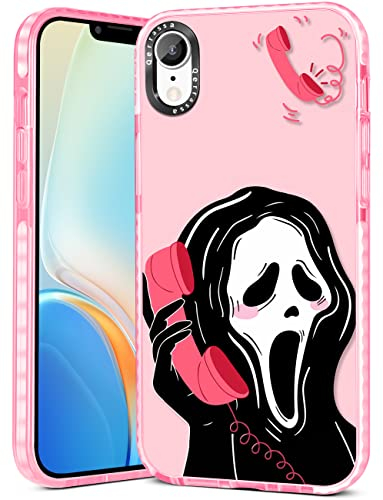 Qerrassa Pink Skull Case for iPhone XR Cute Cartoon Character Kawaii Soft TPU Cover for Girly Girls Kids Boys Phone Cases Funny Pattern Fashion Protective Case for iPhone XR