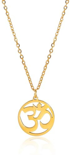SIPURIS OM-Halskette für Damen, indisches Yoga, Aum, Om, Ohm, Edelstahl, hinduistische Meditation, Charm, Sanskrit-Symbol Amulett, Schmuck für Männer, Kein Edelstein (Gold)