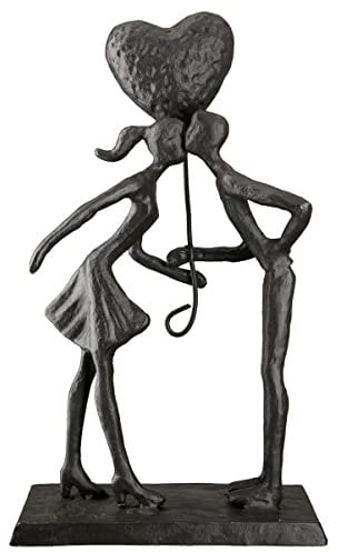 Brillibrum Design Eisen Skulptur aus Gusseisen kleine Liebespaar Eisen Figur klein Geschenk zur Hochzeit Love Couple Sculpture 22,5 x 12,5 x 5 cm (Figur 16)