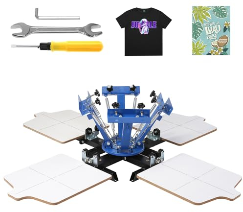 VEVOR 360° Drehbarer Siebdruck 54 x 45 cm Siebdruck-Ausrüstung T-Shirt Doppellagige Palettenpresse zur Positionierung, Blau