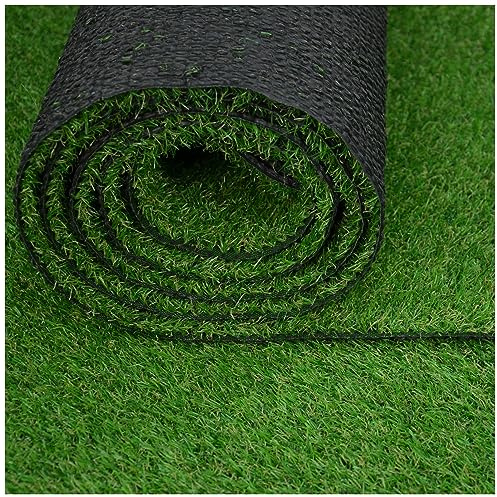 MDEKOR Kunstrasenteppich Outdoor - Kunstrasen wetterfest, Rasenteppich Meterware Grün 210cm x 200cm Balkon Bodenbelag wasserdurchlässig mit Drainage Kurzflor 15mm in Echtrasen-Optik