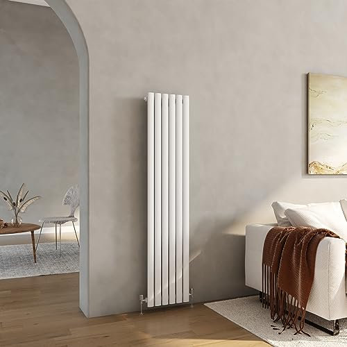 Heilmetz Anthracite Vertical Radiator 1600 x 354mm Column Designer Radiators Single Oval Panel Radiator Modern Heater Central Heating Radiator