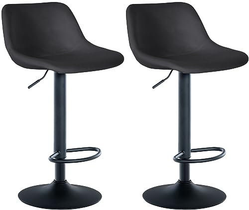 CLP 2er Set Barhocker Loft I Mit 2 Tresenhockern I Stühle Mit Rückenlehne, 360° Grad Drehbar Und Höhenverstellbar I Für Küche Und Theke, Farbe:schwarz, Material:Samt