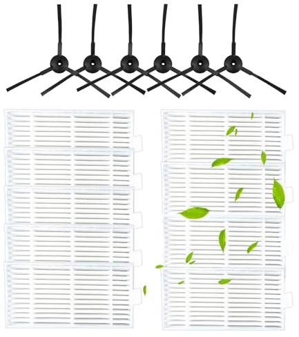 Delamiya 15 Stück Filter Bürste Ersatzteile Zubehör, Ersatz Set für Saugroboter Medion E32 (MD 18510), E32 SW (MD 18503), MD16192, MD18500, MD18501, MD18600 Staubsauger 9 Filter 6 Seitenbürsten
