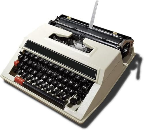 MNBVH Altmodische Manuelle Schreibmaschine – Tragbare Textverarbeitungsmaschine, Inklusive Doppelspule, Schwarz-rotes Farbband(Color:A)