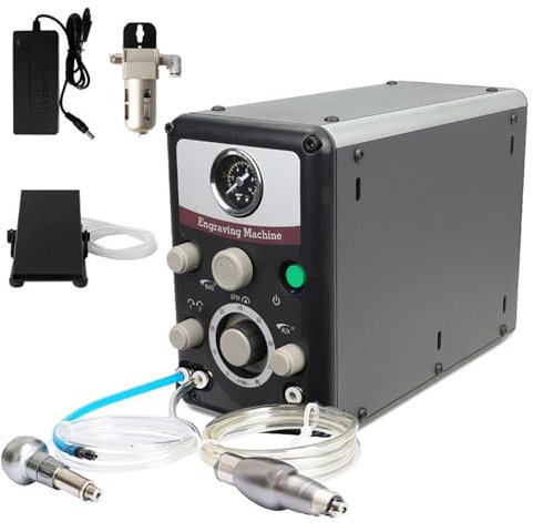 MFYDPP Dual Head Pneumatic Jewelry Engraver Machine,Pneumatic Hand Engraving Machines 400-8000 RPM,Engraving Tool Kit For Carving Wood Metal Stone Plastic Jewelry