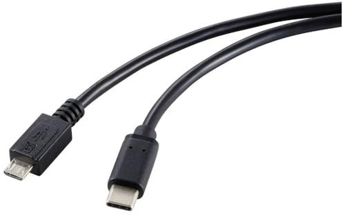 Renkforce USB 2.0 USB-C® Stecker, USB-Micro-B Stecker, 1,80 m, Schwarz, Abschirmung Total RF-5720396