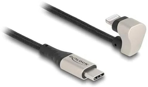 DeLOCK Câble de données et de chargement USB Type-C™ vers Lightning™ pour iPhone™ et iPad™, angulée 180° 1 m MFi