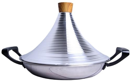 LVYUDS Acero Inoxidable Tajine Marroqui para Cocinando, Coreano Plancha con Cónico Tapa Tajine Induccion Adecuado Bufé Vajilla(26cm)