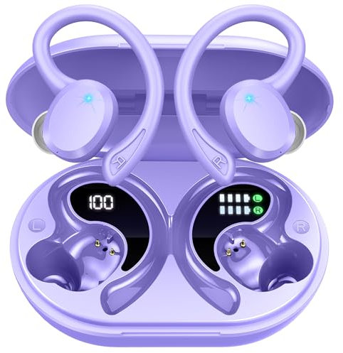 Cuffie Bluetooth Sport, Auricolari Bluetooth 5.3 con 4ENC Mic Stereo, 48H Cuffie Wireless, Cuffiette Bluetooth Doppio Display LED, IP7 Impermeabili Earbuds, Cuffie Senza Filo con Ricarica Rapida USB-C