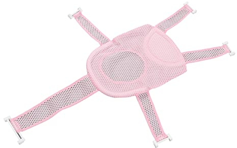 Badewannen-Stütznetz, Baby-Badematte, Netz, verstellbar, sichere Verwendung, fünf Ecken, weiche Kopfstütze für Säuglinge, Waschraum (Rosa)