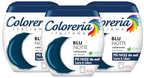 Coloreria Italiana Grey Colorante Tessuti e Vestiti in Lavatrice, colore Blu Notte, 3 Confezioni da 350g