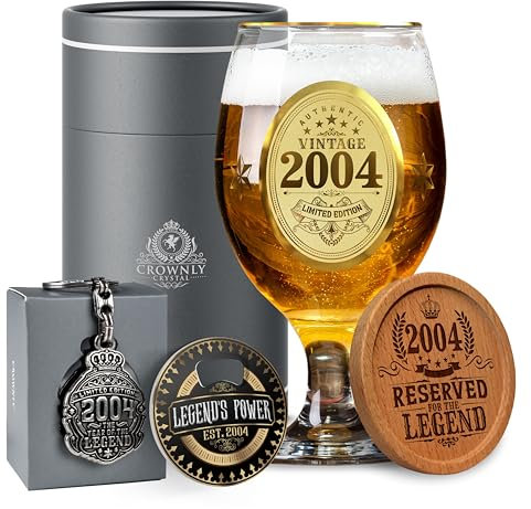 CROWNLY CRYSTAL® 21st Birthday Beer Glasses - Personalised Gifts for Him
