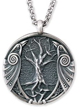 Baldur Jewelry Weißer Baum von Gondor Wikinger Yggdrasil Baum des Lebens Anhänger Halskette Amulett – Wikingerschmuck für Frauen und Männer – Messing Baum des Lebens Halskette – Wikinger Geschenke