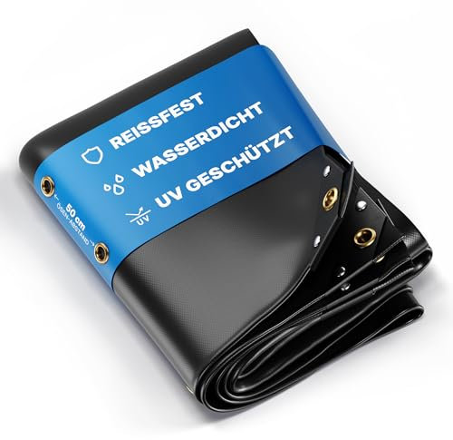 UMBRELLA® Premium Abdeckplane Wasserdicht [400x300cm] – UV Beständige [450g/m²] LKW Plane mit Ösen, PVC Gewebeplane für Holz, Garten, Dach & BAU – Winterfeste Schutzplane – Schwarz – 12m²