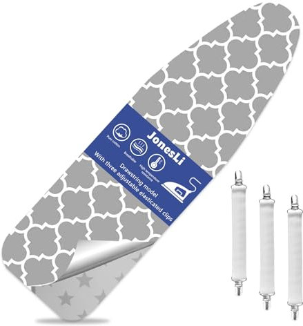 JonesLi Super Thick Soft Ironing Board Covers 100 Percent Cotton Easy to Clean Adjustable Elastic Edges for Secure Fit,Quality for Efficient Ironing Experience-124 x 38 cm(D Color)