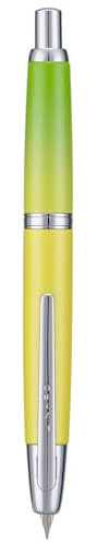 Jinhao 10 Press Füllfederhalter mit Box, Farbverlauf Grün einziehbare extra feine Feder mit Tintenkonverter-Set (Silber Clip)