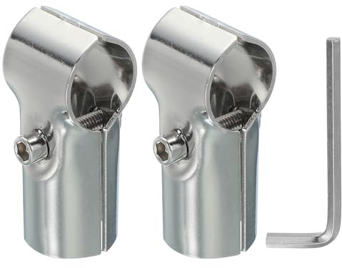 PATIKIL 1 2 Way t Pipe Clamp Connector, 2 Pcs Stainless Steel Chain Link Fence Clamps for Coat Racks Store Shelves Bracket Rail Project Tube Connectors, Silver