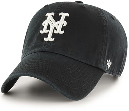 47 Brand MLB Black White Primary Logo Clean Up Adjustable Baseball Cap Hat Adult One Size Fits All