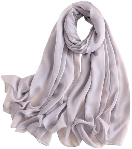 MEDUOLA Damen schal 185x110 Rayon, Seidenstrandschal Sonnenschutz weiche Stoffe leuchtende Farben elegante Designs Strandfotozubehör Silber Grau