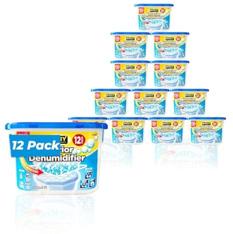 MY DIY Interior Dehumidifiers 12 Pack 500ML Condensation Remover Moisture Damp Absorber Dehumidifiers Helps Stop Damp Mould Mildew Long Lasting Ideal Home Garage Bathroom Office & Car