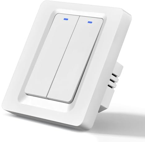 Interruptor Inteligente Alexa, Interruptor Pared WiFi, 86mm Interruptori Tactil luz pared Compatible con Smart Life/Tuya, 2 Gang 1 Vía Smart Switch, Conductor Neutro Necesario