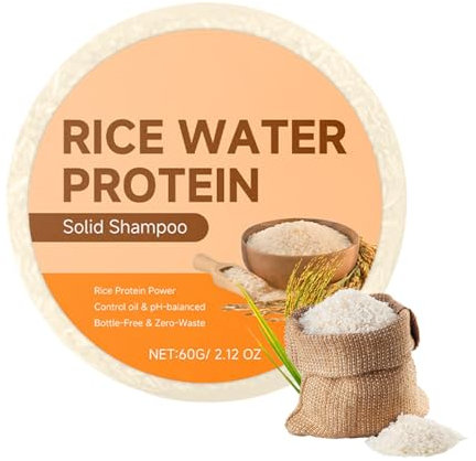 Shampoo solido, sapone per shampoo con riso biologico, pulisce delicatamente, morbido e lucido, nutriente e idratante, 60 g