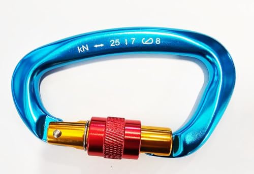 Heavy Duty Climbing Carabiner, 25KN Load Capacity, Aircraft Aluminium, Auto-Locking, Multi-Colour