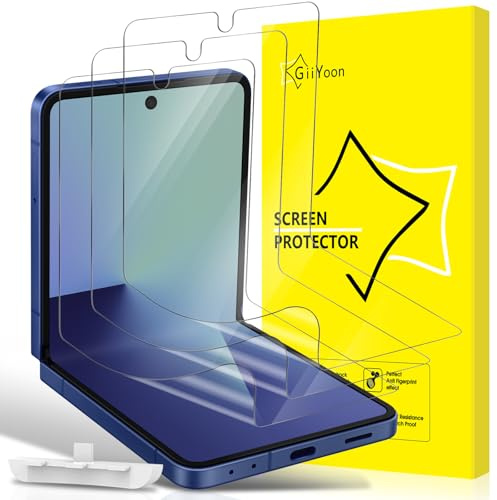 GiiYoon 3 Piezas Protector de Pantalla para Samsung Galaxy Z Flip 7 5G [No es de cristal], Película de Hidrogel Flexible de TPU, Curva 3D de Cobertura Completa, Fácil instalación, Sin Burbujas