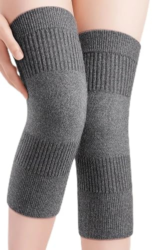 Heated Knee Support Thermal Cashmere Leg Warmers for Arthritis Pain Relief, Soft Stretchy Knit Brace Pads for Winter Sports, Non-Slip Warm Leg Wraps for Men and Women