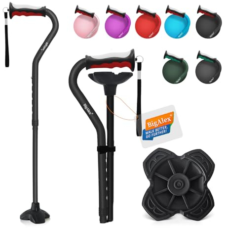 BigAlex Faltbarer Gehstock für Damen & Herren, Gehstöcke mit Ergonomischem Komfortgriff, Gehhilfe für Mehr Stabilität & Mobilität, Leicht, Tragbar, rutschfest, Höhenverstellbar - Ideal für Senioren