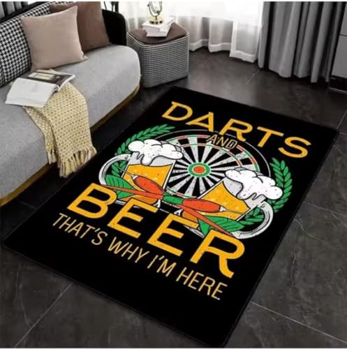 JIAOJING Playroom Dart Carpet for Living Room Bedroom Decorations Sofa Table Rugs Game Room Floor Mat Target Bullseye 100X160Cm