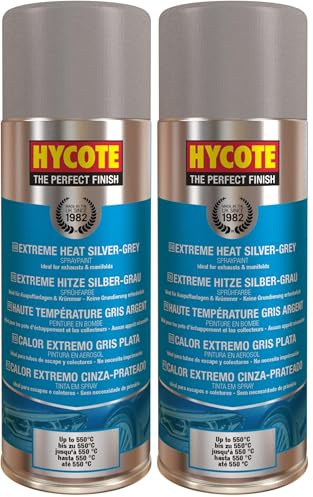 Hycote Peinture en aérosol pour Voiture à séchage Rapide et Chaleur extrême, Gris argenté, 400 ML (Lot de 2)