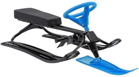 Erwachsene Schlitten Snowracer mit Lenkschlitten und Bremse, Sitzlänge 46cm, Max. 100 kg, Ski Schlitten Slider Board Snowracer Curve, Lenkschlitten für Kinder ab 3 Jahren und Erwachsene (blau)