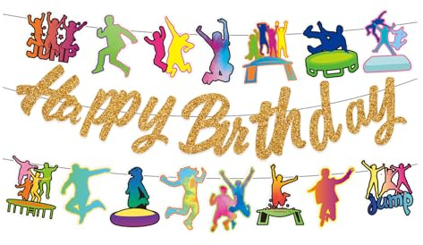 Trampolin Jump Geburtstagsfeier Zubehör Trampolin Jump Party Dekorationen enthält 3 Stück Trampolin Jump Banner für Trampolin Jump Themen Baby Duschen Dekorationen