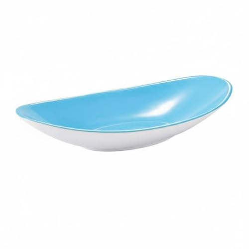 predolo Plato de Melamina en Forma de Barco Plato con Forma de Barco Uso Versátil Cuenco Ovalado Bicolor para Hoteles, Buffet, Azul+Blanco, L