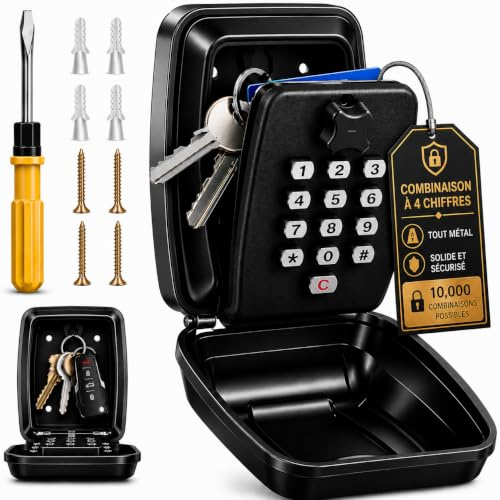 LDS® Boite à Clefs Sécurisée Extérieure – Approuvée par la Police – Coffre à Clés Étanche avec Code Réinitialisable à 12 Chiffres – Grand Rangement pour Clés de Rechange – Idéale pour Maison, V3