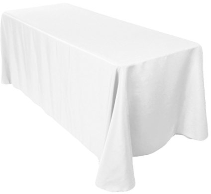 WedDecor Hochwertige rechteckige Tischdecke aus robustem Stoff groß für Hochzeitsdekorationen Abendessen Geburtstage, Jubiläen Partys Veranstaltungen 70 x 144 Zoll, Weiss, 1 STK
