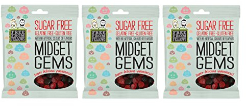 Midget Gems - Sugar, Gelatine & Gluten Free Jellies Sweets 100g (Pack of 3)