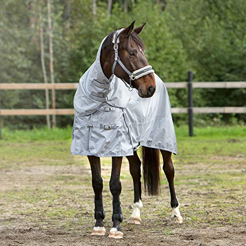HORZE Nevada Sommerdecke/Fliegendecke für Pferde, leichte Regen-Weidedecke, 600D, Grau, 145