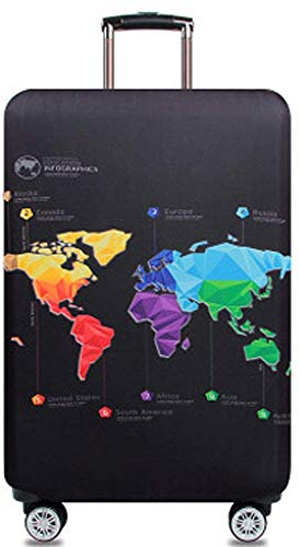 YEKEYI Reise Suitcase Protector Reißverschluss Koffer Abdeckung Waschbar Drucken Gepäck Abdeckung 18-32 Zoll (Map, L)