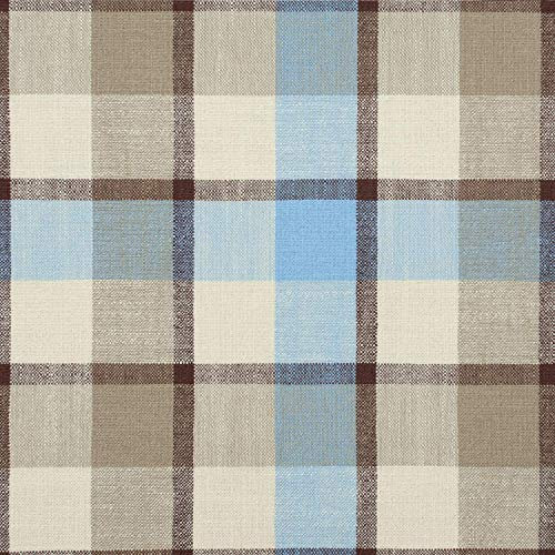 novely® FINN - Karierter bzw. Gestreifter Möbelstoff - Robuster Polsterstoff - Pflegeleichte Meterware 1lfm (1A Hellblau Beige Braun kariert)