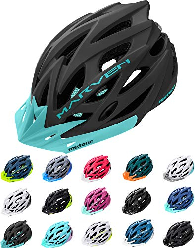 Meteor - Marven Cycle Helmet – Lightweight Adjustable Helmet for Men, Women, Kids – MTB, Bike, Scooter, Skateboard & Hoverboard – Breathable with Detachable Visor - Size M - Black/Blue