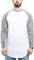 Blackskies Baseball Longsleeve T-Shirt | Langes Oversize Fashion Basic Langarm Raglan Herren Longshirt Long Tee - Weiß-Grau Large L