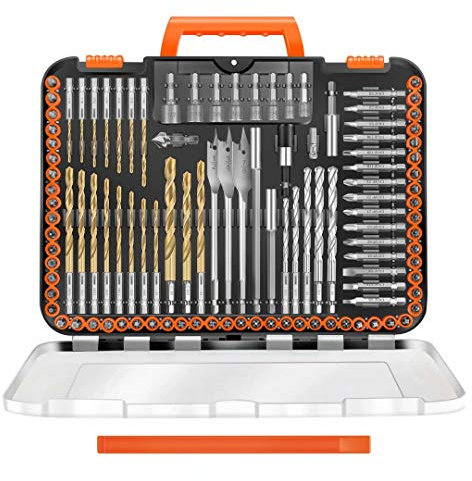 EnerTwist Juego de brocas para taladro de impacto (112 piezas y brocas para taladrar cemento de metal y atornillar con vástago hexagonal de 14, kit combinado de alta calificación surtida en