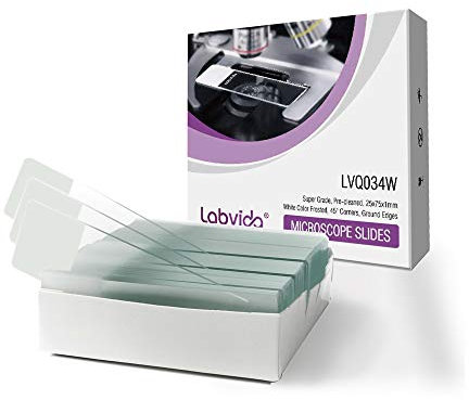 Labvida 144pcs of Pre-Cleaned White Color Frosted Microscope Slide, Dim.75mmx25mm, Super Grade Glass, Ground Edges, 45° Safety Corners, LVQ034W