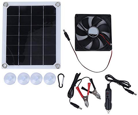 Oumefar Ventilateur d'extraction Solaire Portable, Panneau de for Charge, Panneau Solaire pour Camping Car Marine Bateau Chalet cabane Maison